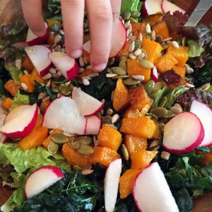 Roasted Squash, Seeds, and Greens Salad