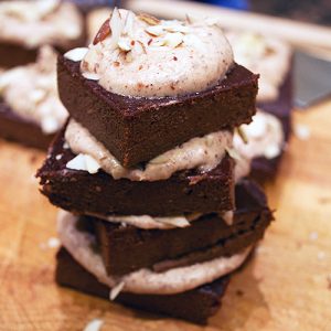 Naturally Sweet Paleo Protein Brownies with Coconut-Almond "Frosting"